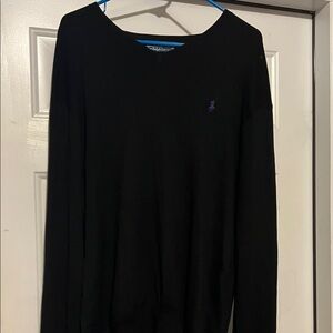 Ralph Lauren Men's Black Crewneck Sweater with Purple Pony